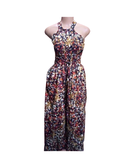 Melanie Smocked Jumpsuit – Adjustable Tie Straps | Ankara