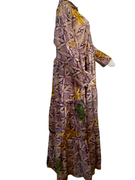 Ivie Adire Long Sleeve Maxi Dress