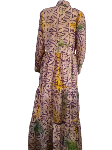 Ivie Adire Long Sleeve Maxi Dress