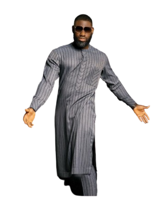 Ovia Grey Striped Cashmere Suit