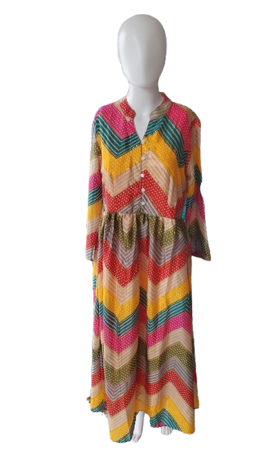 Funke Maxi Shirt Dress – Multicolored Lightweight Silky Fabric