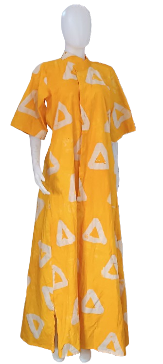 Virginia Big Button Adire Maxi Dress